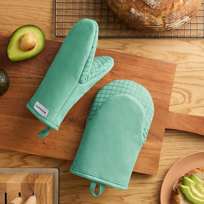 KITCHENAID Gourmet Series Gridlines Mini Oven Mitts 2-Pack Set, Heat Resistant - Image 2