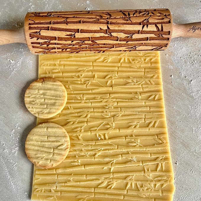 BAMBOO Embossed Rolling Pin for Ceramic. Clay Roller and Ceramic Stamp for - Image 3