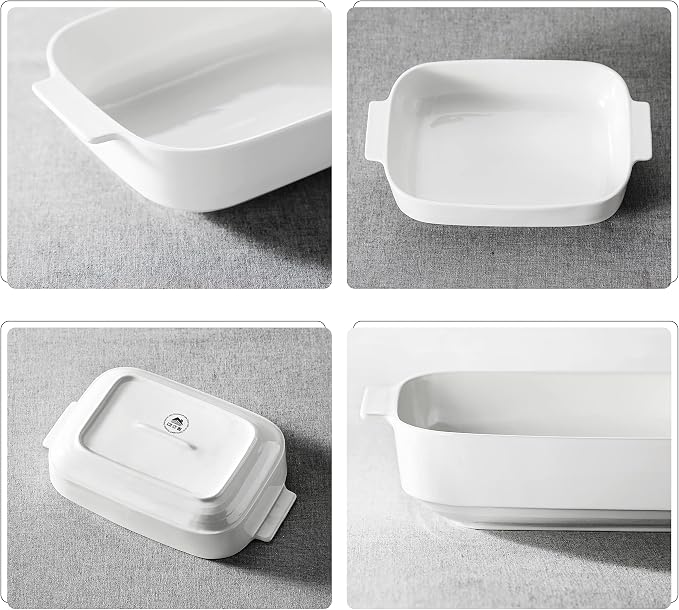 MALACASA Casserole Dishes for Oven, Ceramic Baking Dishes Set of 3, Rectangular - Image 8