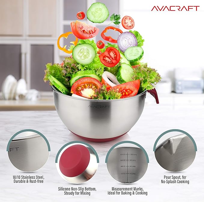 AVACRAFT 18/10 Stainless Steel Mixing Bowls - Image 4