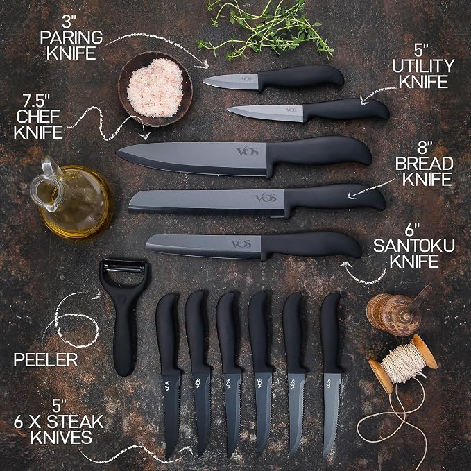 Vos Ceramic Knife Set With Block - Image 2