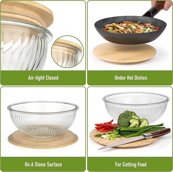 Stackable Space-Saving Nesting Set of 3 Glass Bowls - Image 4