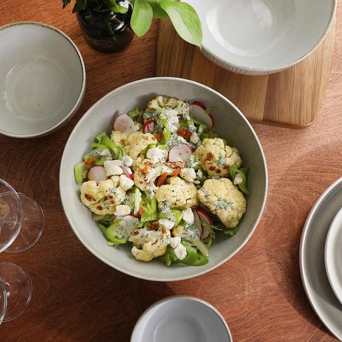 Gibson Elite Sandy Pines 4 Piece Nesting Bowl Set, 7” & 9” Round Stoneware Bowls - Image 5