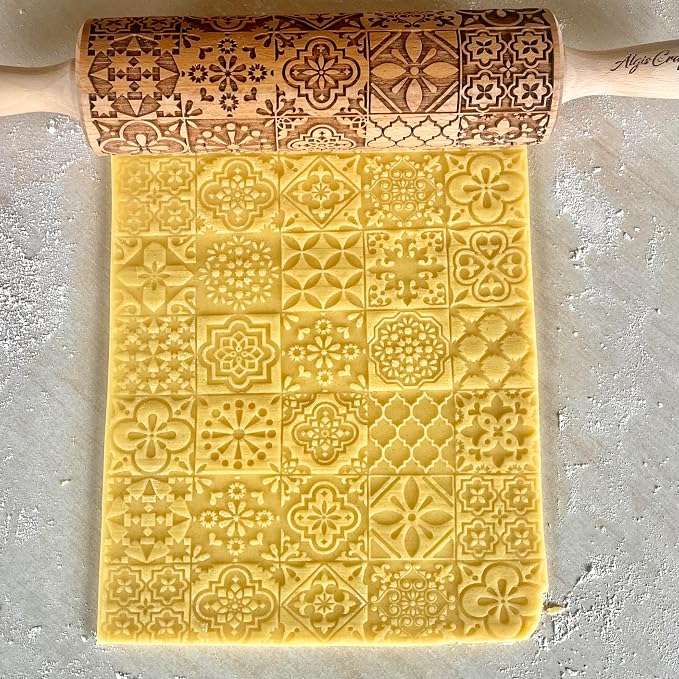 PORTUGUESE TILES Embossed Rolling Pin - Image 2