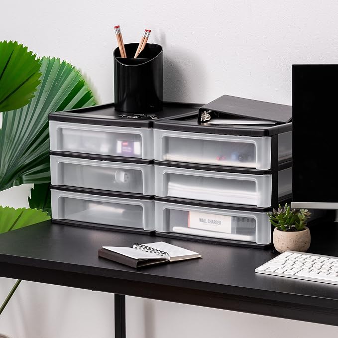 IRIS USA Plastic Stacking Desk Top 3-Drawer Storage Organizer, - Image 7