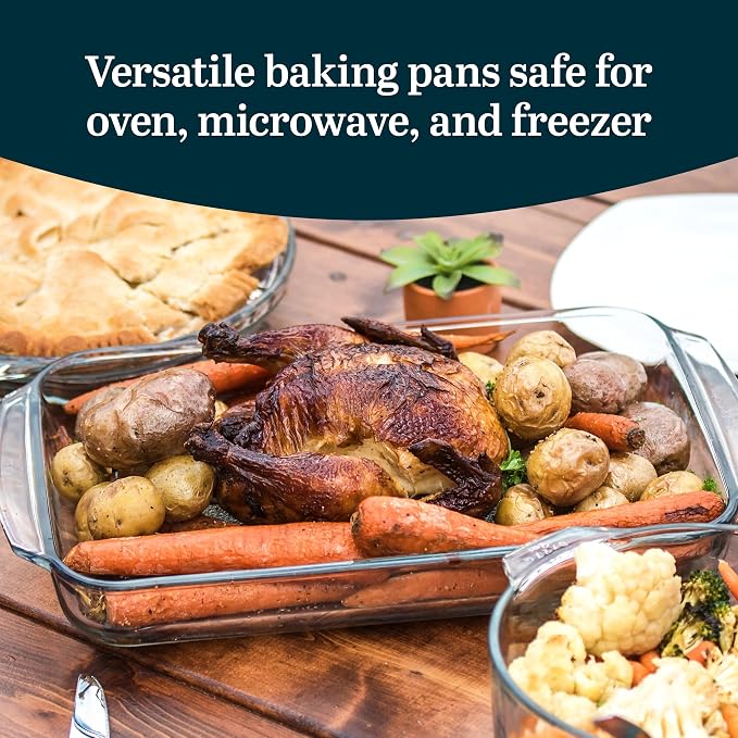 Libbey Baker's Basics 3-Piece Rectangular Glass Casserole Baking Dish Set - Image 2