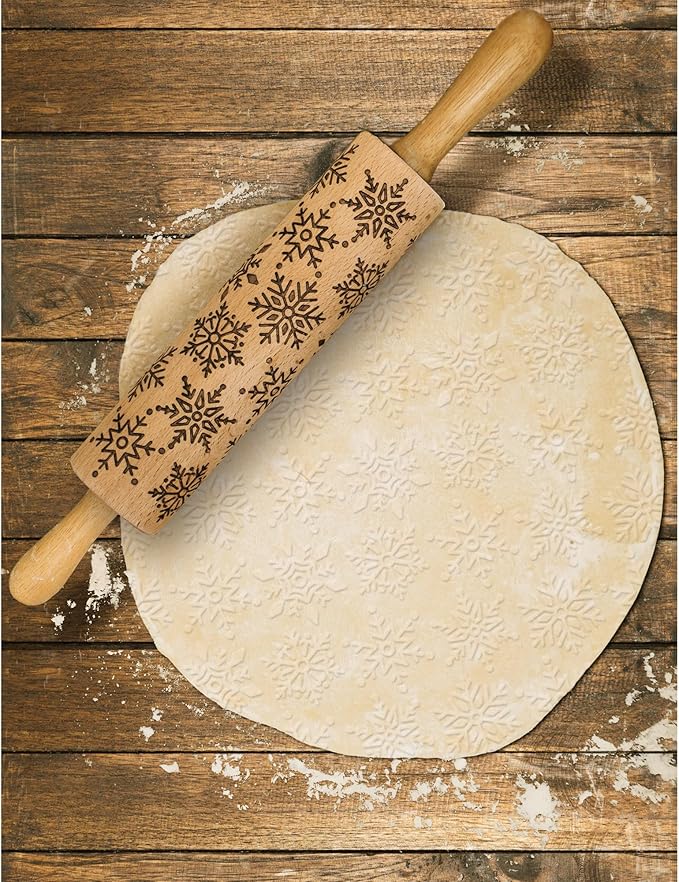 Mrs. Anderson’s Baking Embossing Rolling Pin, Snowflake Design, European - Image 3