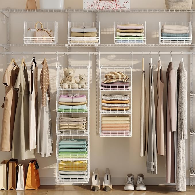 5 Tier Closet Hanging Organizer, Clothes Hanging Shelves - Image 2