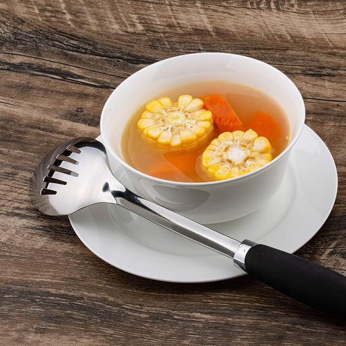 Brushed Stainless Steel Non-Slip Ergonomic Handle Spoon - Image 5