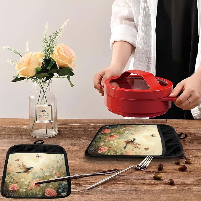 Rustic Floral Bird Pot Holders - Image 5