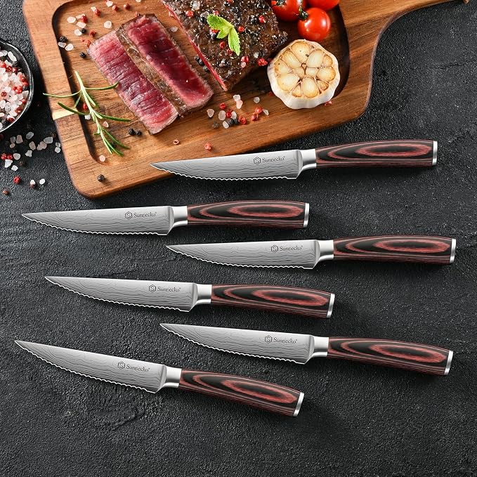 Sunnecko Knife Set with Block and Sharpener - Image 7