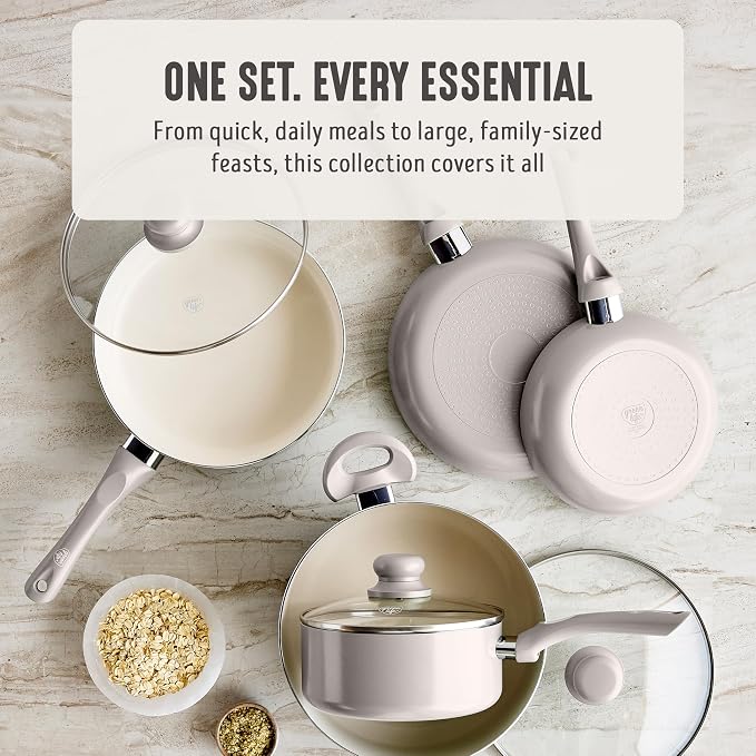 GreenLife 16-Piece Nonstick Cookware Set, Non-Toxic Ceramic Pots and Pans Set - Image 4