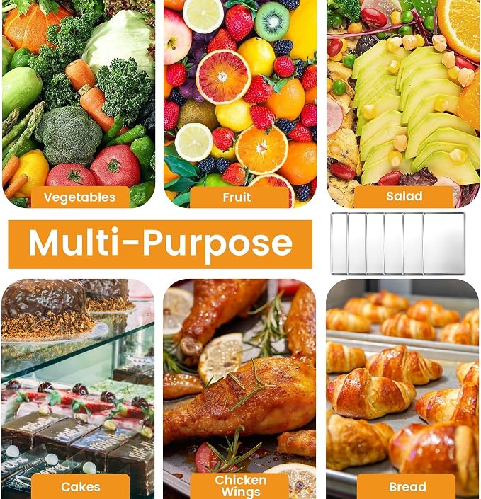 6 Pack Half Size Baking Sheet Pan, Aluminum Commercial Cookie Sheet Pan - Image 8