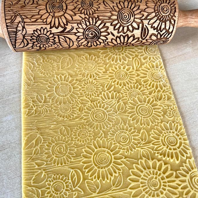 SUNFLOWER FIELD Embossed Rolling Pin - Image 2