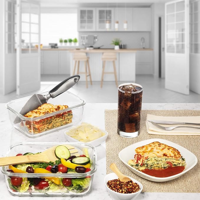 8 Cups/ 63 Oz 4 Piece Large Glass Food Storage/ Baking Containers - Image 9