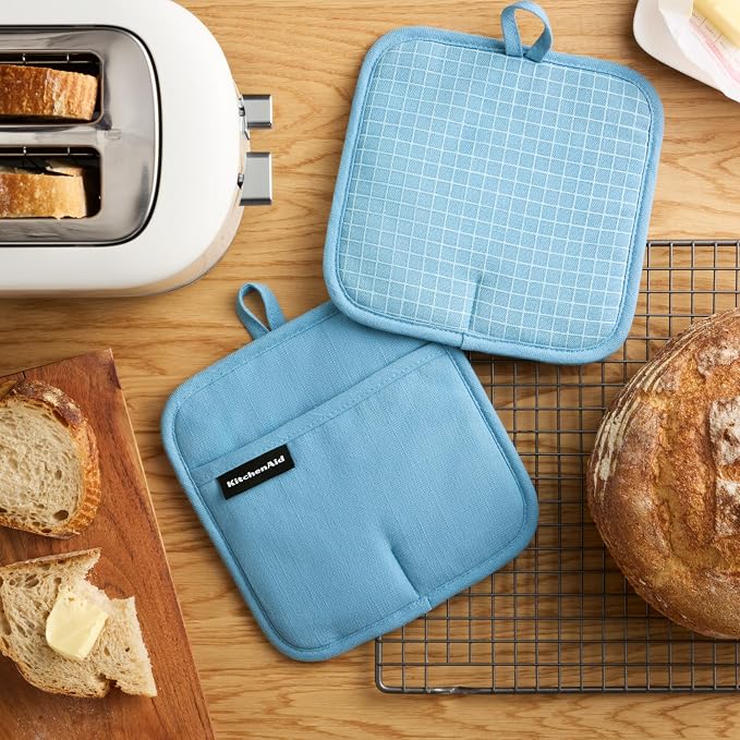 KITCHENAID Gourmet Series Gridlines Pot Holders 2-Pack Set, Heat Resistant up - Image 2