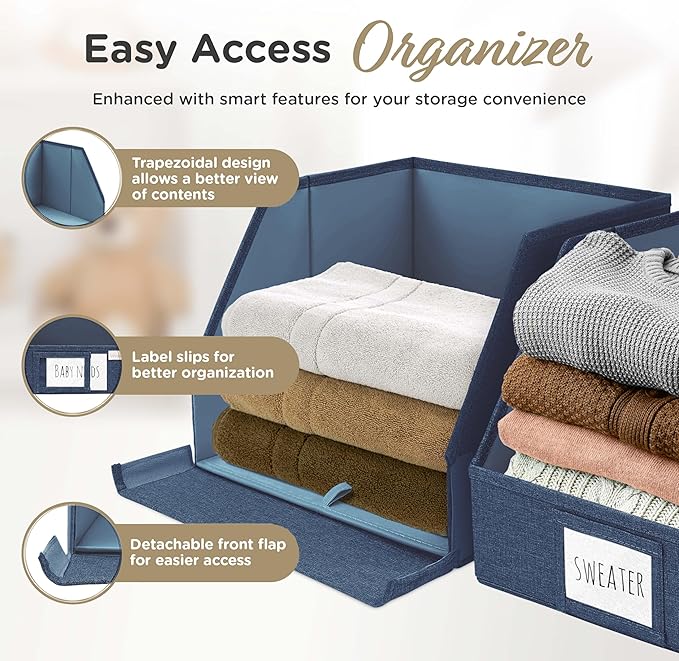 VIVIDECOR Open Front Trapezoid Storage Bins 12x12x10 – Easy Access Closet Shelf - Image 3