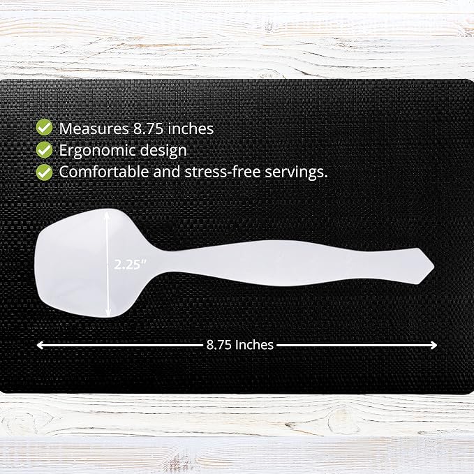 PARTY BARGAINS Disposable White Plastic Serving Spoons 8.75″ – Heavy-Duty White - Image 2