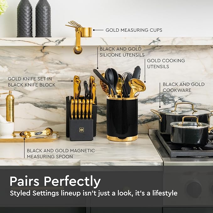 STYLED SETTINGS Black and Gold Utensil Holder - Image 4