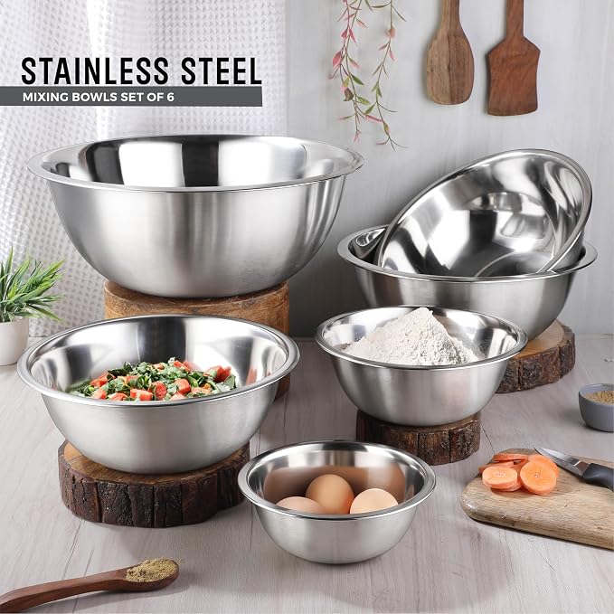 AVADOR Set of 6 Premium Stainless Steel Mixing Bowls Set, Space Saving Nestable - Image 7