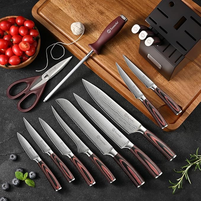 Sunnecko Knife Set with Block and Sharpener - Image 8