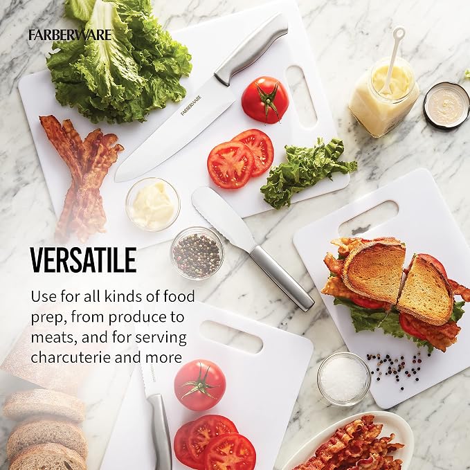 Farberware Plastic Cutting Board Set, Dishwasher- Safe Poly Chopping Board - Image 3