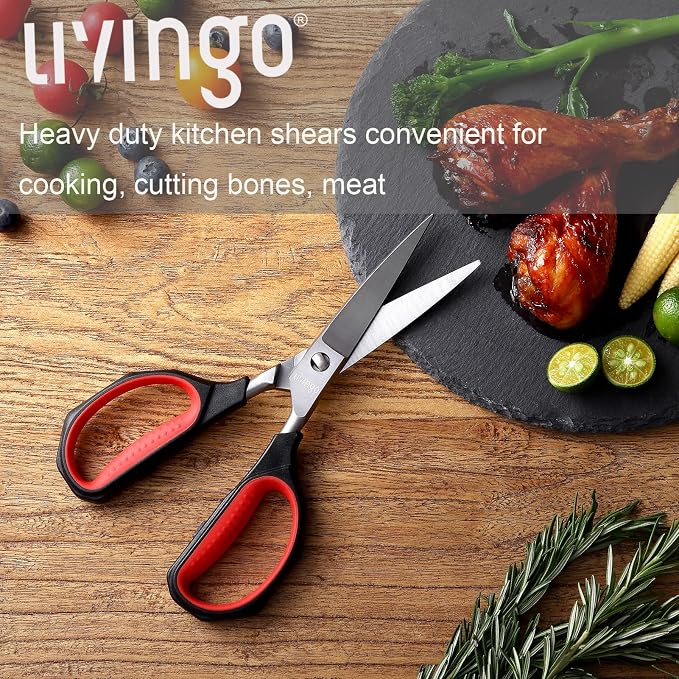 LIVINGO Kitchen Shears Heavy Duty: Cooking Scissors Dishwasher Safe Come Apart - Image 8