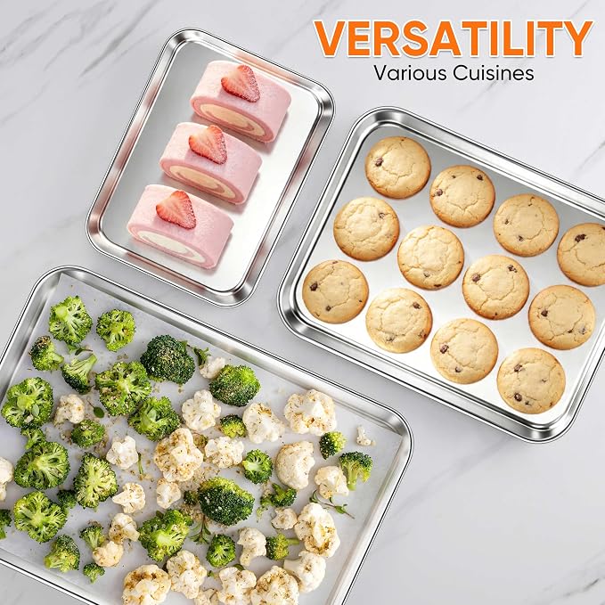 LIANYU 3 Pack Stainless Steel Baking Sheets, Cookie Sheet Pan - Image 6