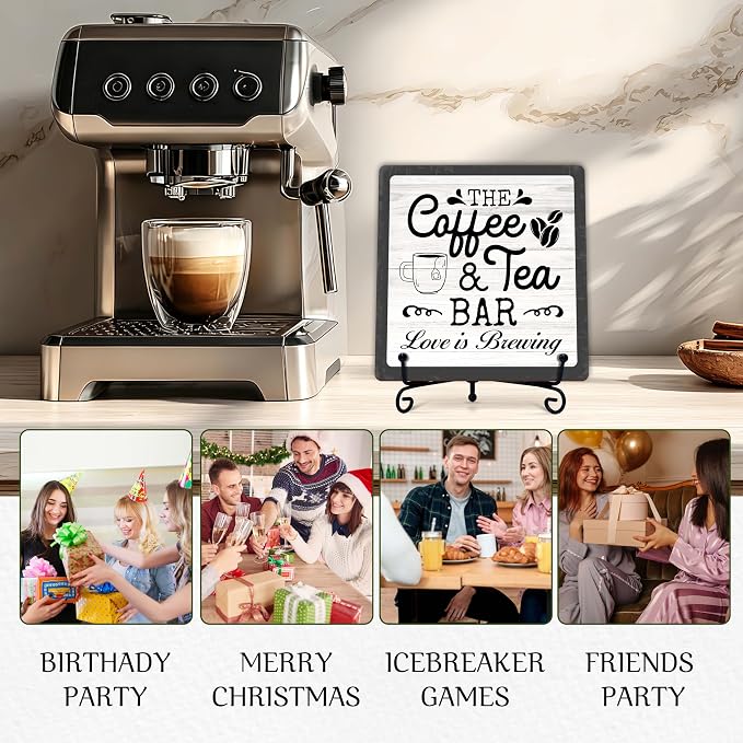 Coffee Bar Sign, Love is Brewing Farmhouse Tabletop Decor, Coffee and Tea Lover - Image 5