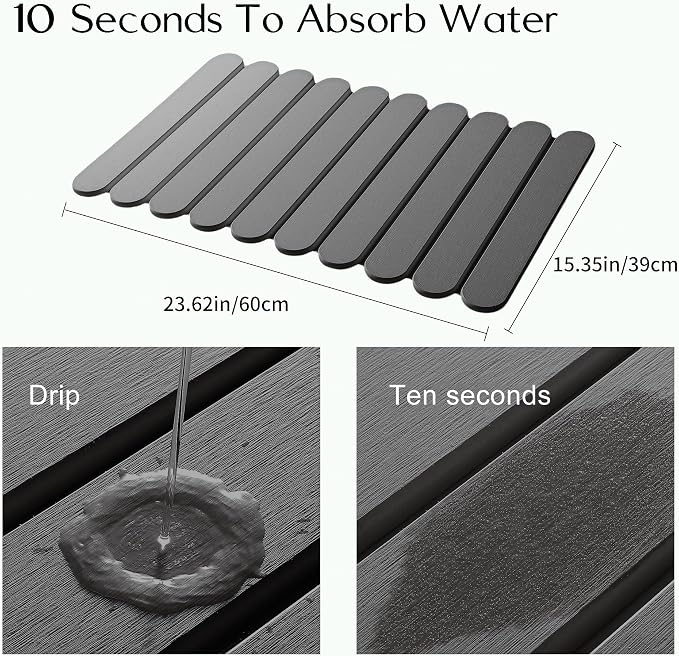 24"×16" Grey Stone Dish Drying Mats - Image 2