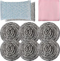 6pcs Stainless Steel Scrubber 2pcs Heavy Duty Scrub Sponges 1pcs Dish Clean by Docduet