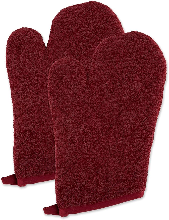 DII Basic Terry Collection 100% Cotton Quilted, Oven Mitt, 2 Piece by DII