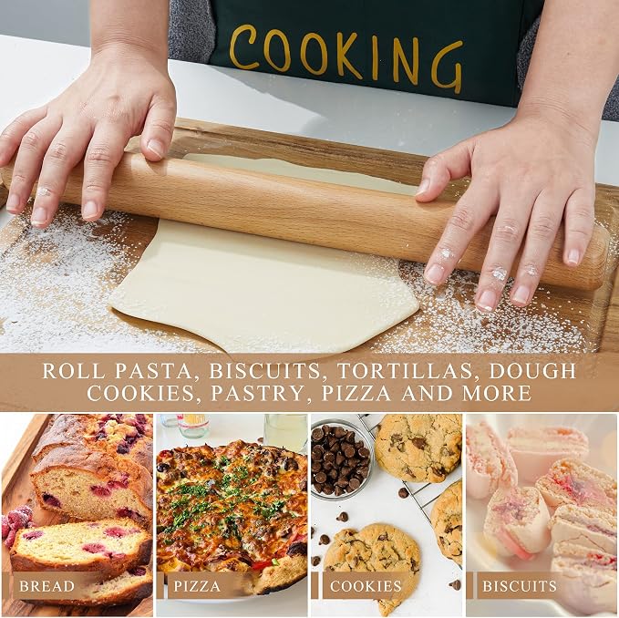 Bamber Wood Rolling Pin for Baking Large Wooden Rolling Dowel Stick Dough - Image 6