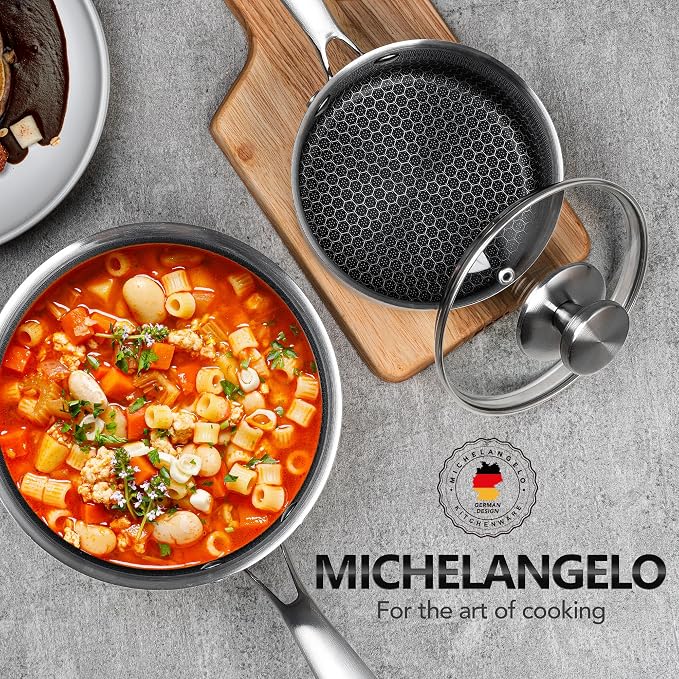 MICHELANGELO Triply Stainless Steel Pot Set, Hybrid Nonstick Saucepan Set - Image 7