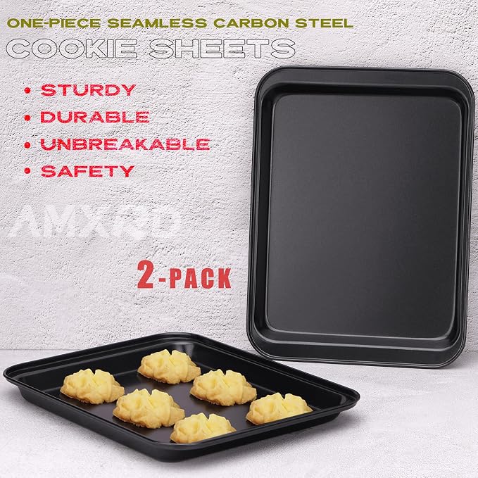 Small Baking Sheets, Nonstick Baking Toaster Oven Tray Cookie Sheet, 1 or 2 - Image 4