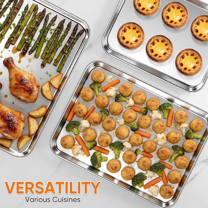 LIANYU Baking Sheet Pans Set of 3, Stainless Steel Cookie Sheets - Image 6