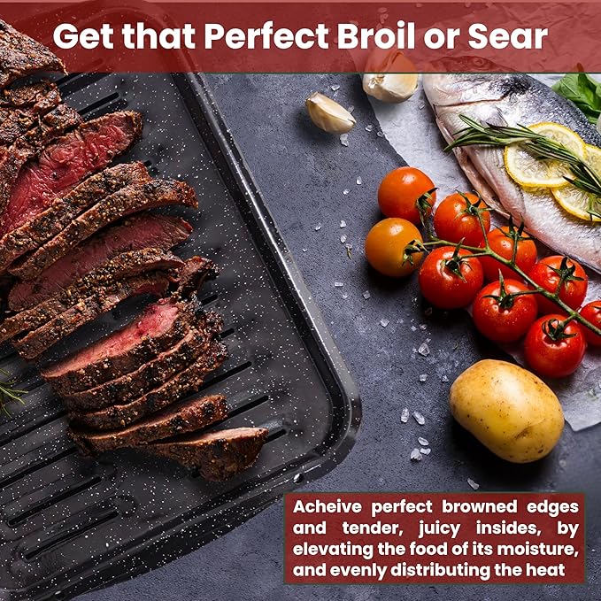 Broiler Pan for Oven Nonstick 16.75” x 13” Porcelain Nonstick Coated - Image 4