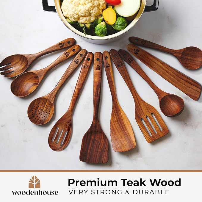 Wooden Spoons for Cooking – Wooden Cooking Utensils Set - Image 2