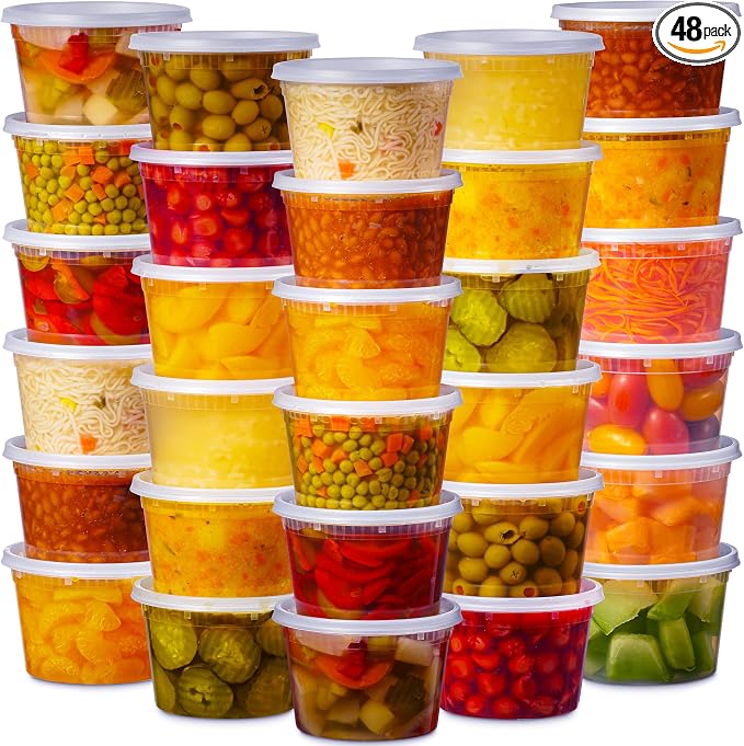 Munfix 48 Pack 16 Oz Plastic Deli Containers by Munfix