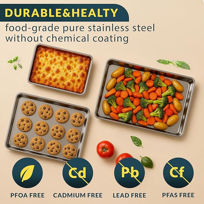 Baker’s Signature Stainless Steel Cookie Sheet Pan, Stainless Steel Baking - Image 6