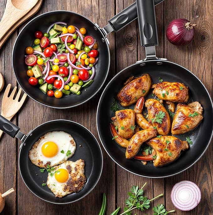 Utopia Kitchen Nonstick Cookware 3 Piece Omelette Pan Skillet Set, Nonstick - Image 5