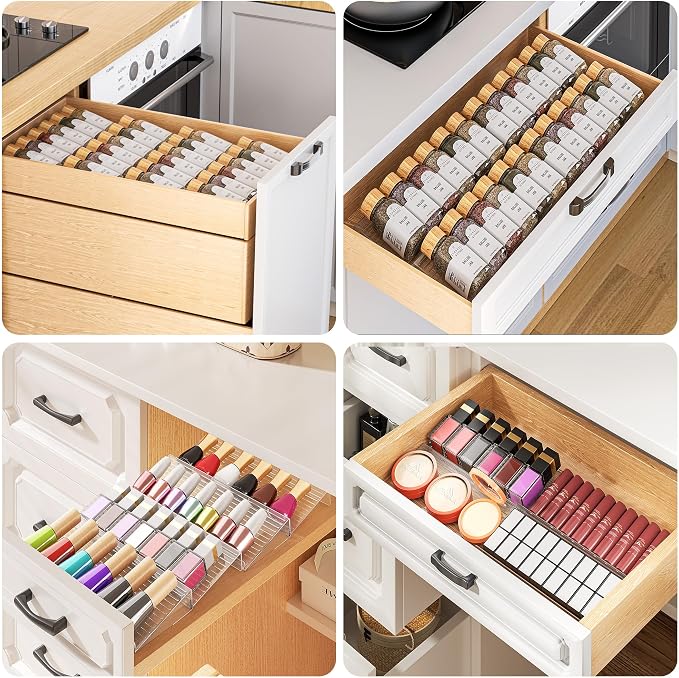 MUDEELA Clear Spice Drawer Organizer, 4 Tier Spice Rack - Image 8