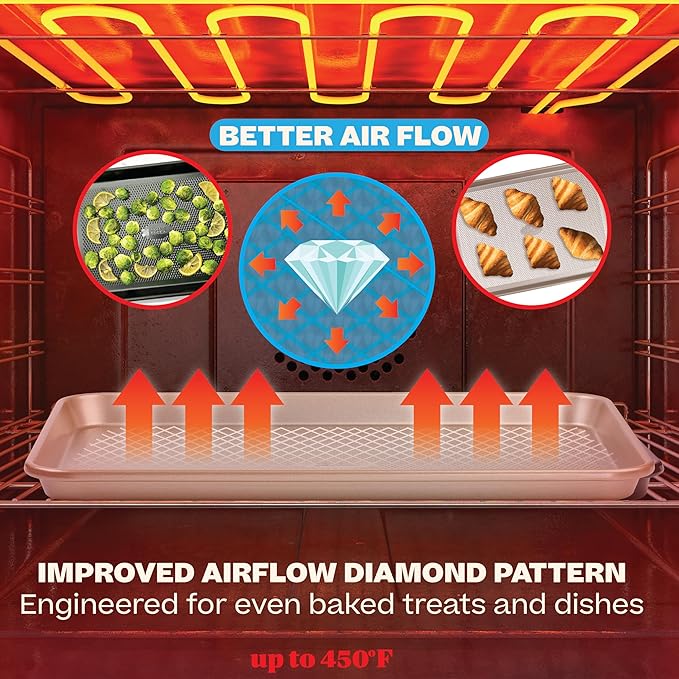 Baker's Secret Baking Sheet Pan Set, 3x Cookie Sheets - Image 4