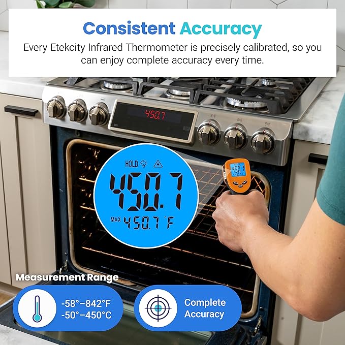 Etekcity Infrared Thermometer Laser Temperature Gun 774, Meat Food Candy Oven - Image 9