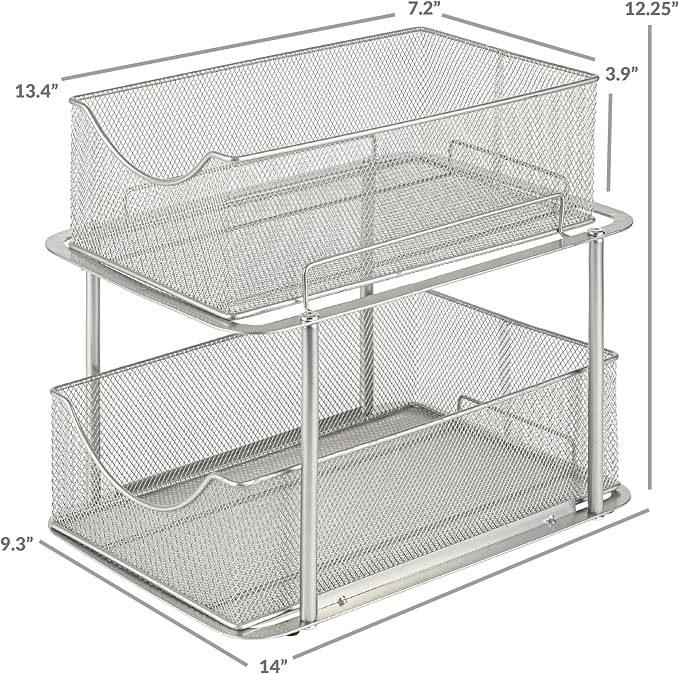 Sorbus 2 Tier Metal Under Sink Organizer - Image 3