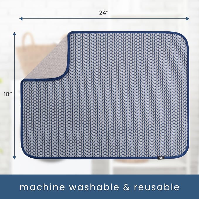 S&T INC. Dish Drying Mat XL, 18” x 24”, Absorbent Microfiber Kitchen Counter Mat - Image 6