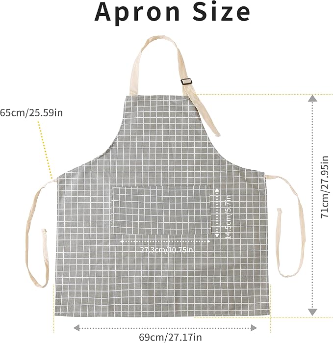 Tosewever 2 Pieces Kitchen Cooking Aprons, Waterproof Linen Adjustable Bib - Image 7