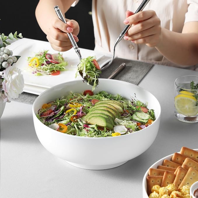 MALACASA Serving Bowls, 114 OZ Extra Large Salad Bowls Set of 2, Porcelain - Image 5