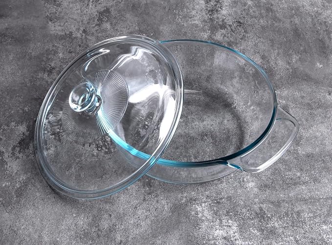 Clear Round Glass Casserole - Image 4