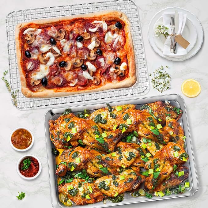 P&P CHEF 17.5 Inch Baking Sheet and Rack Set, Stainless Steel Cookie Sheets - Image 4